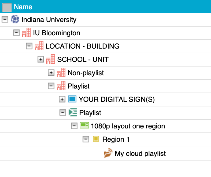 Screenshot of template region in the network tree