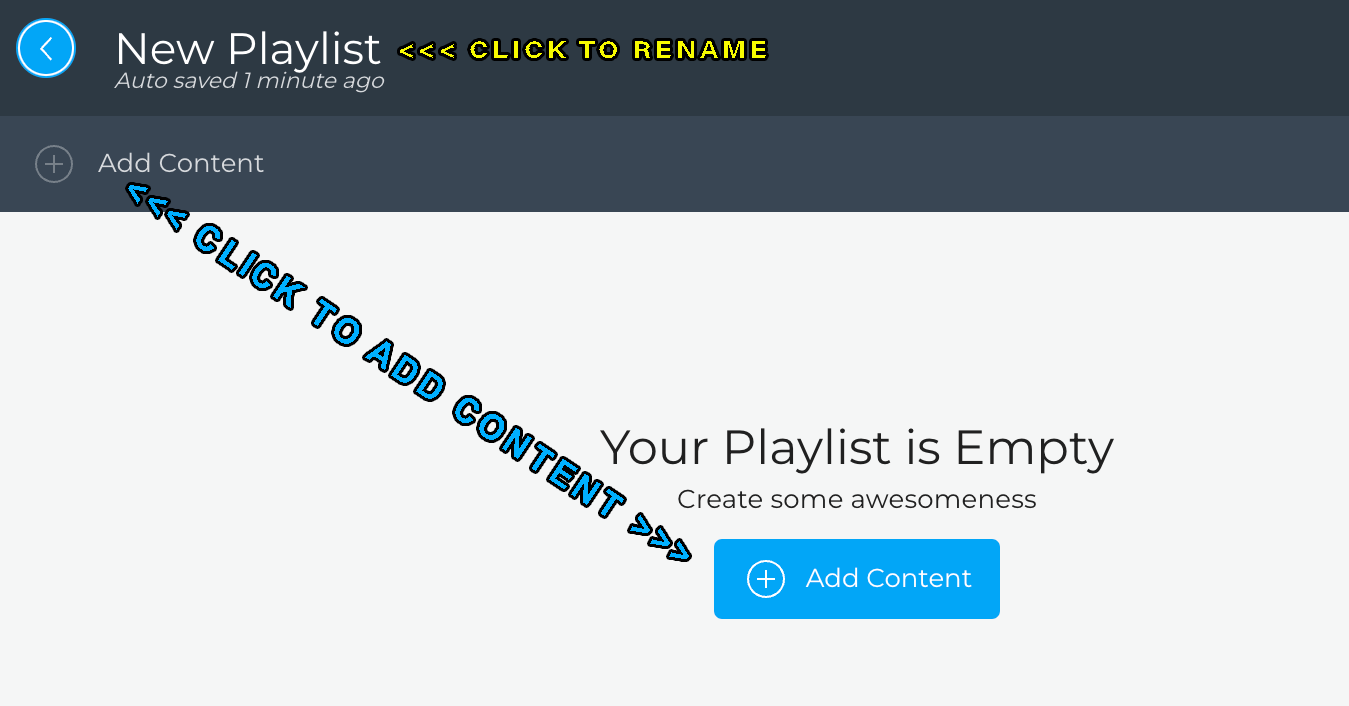 shows how to rename the playlist or add new content