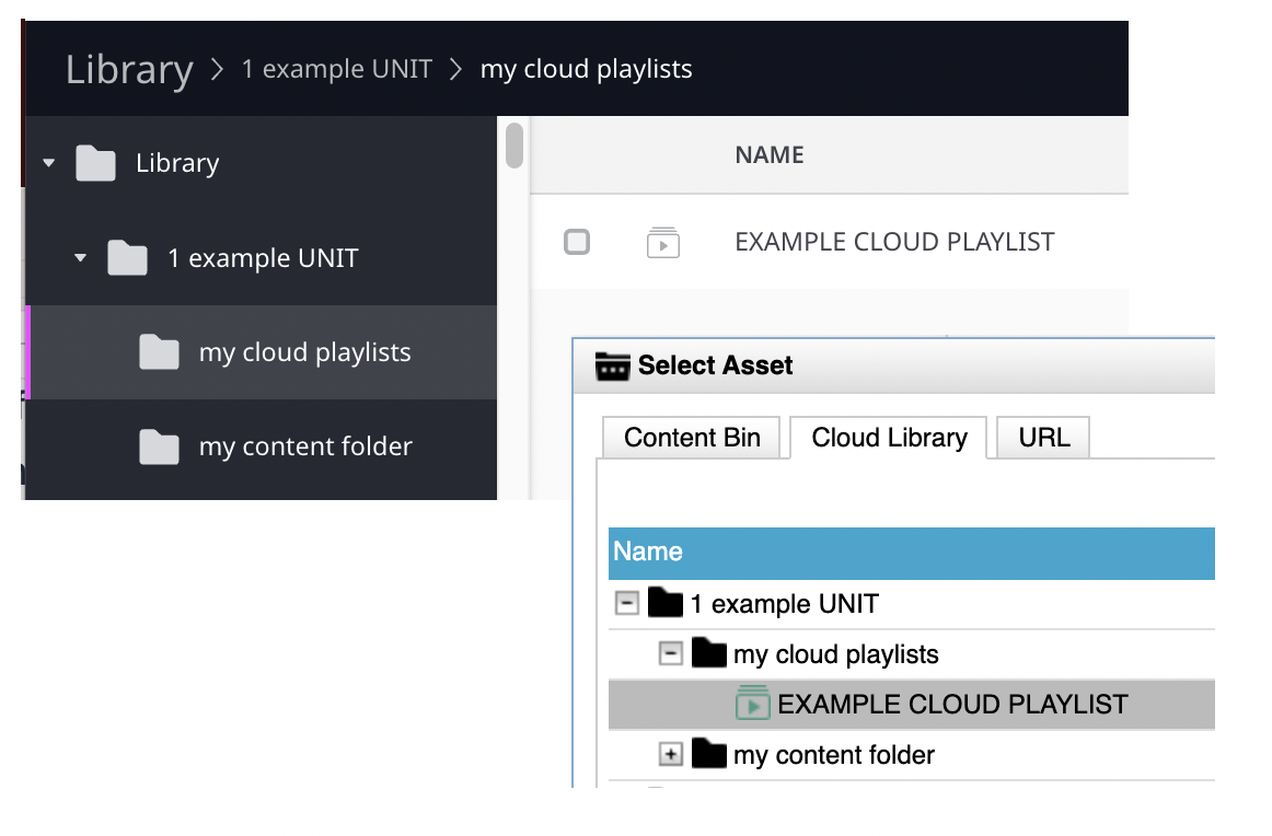 screenshot of choosing cloud playlist