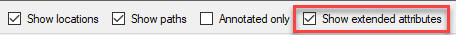show extended attributes checkbox