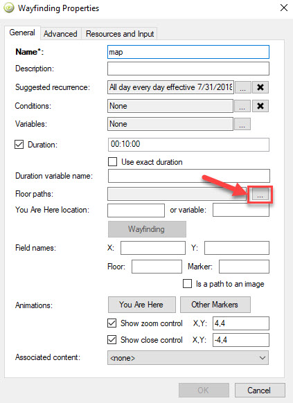 floor path selection using ellipsis button