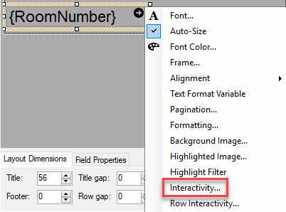 interactivity selection for layout item