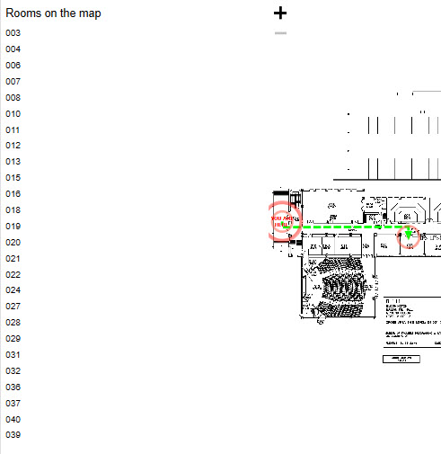 view of room number interactivity directions on a map