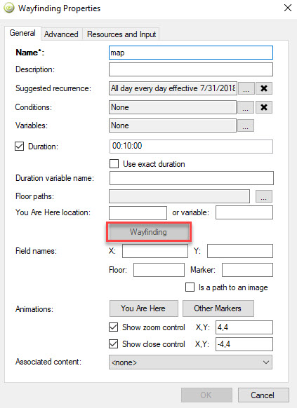 wayfinding button in properties